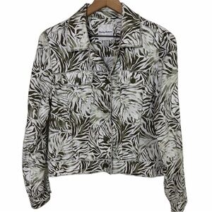 Tommy Bahama Palmae Beach Two Palms Linen Jacket XS Tropical Raw Edge Button Up